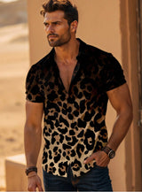 Four-sided Elastic Leopard Print Shirt Men